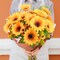4PCS Summer Floral Arrangement Sunflowers Artificial Flowers, Fake Silk Flowers with 7 Stems for Indoor/Outdoor Home Centerpieces, Wedding Bouquet, Office DIY Décor (Orange Yellow)